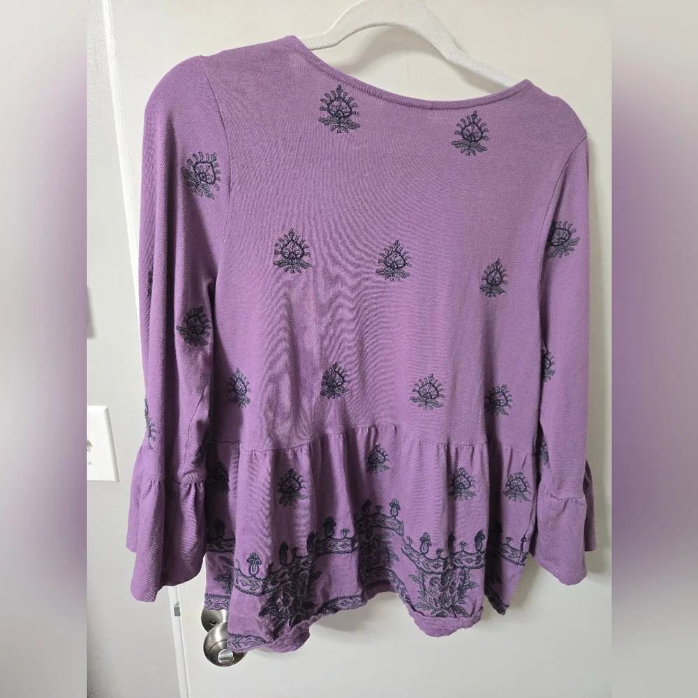 J.Jill Purple Embroidered Top - Picture 6 of 6